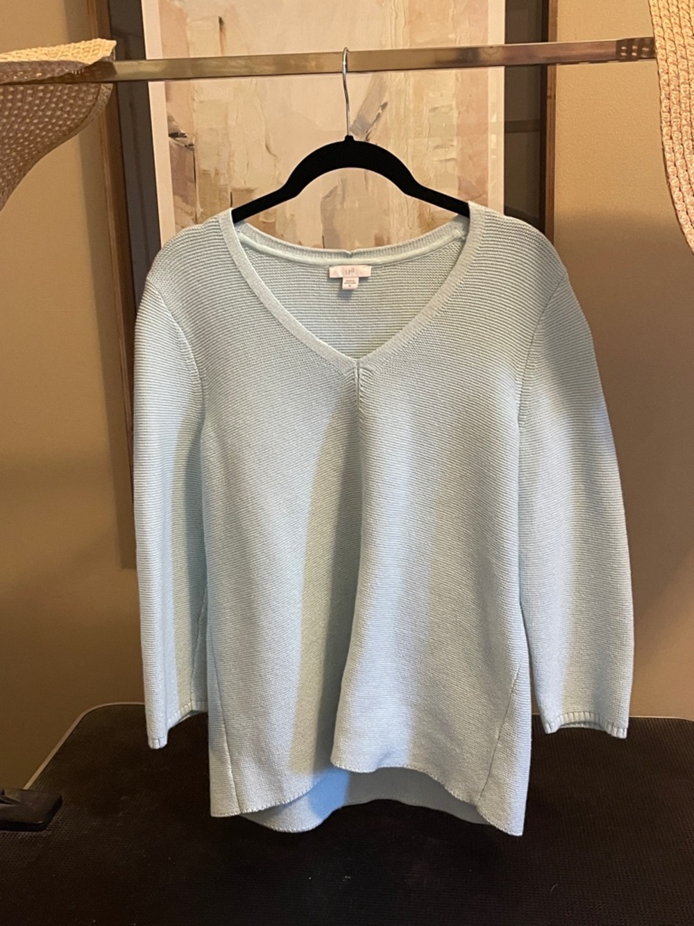 J. Jill Pale Blue V-Neck Knit Sweater